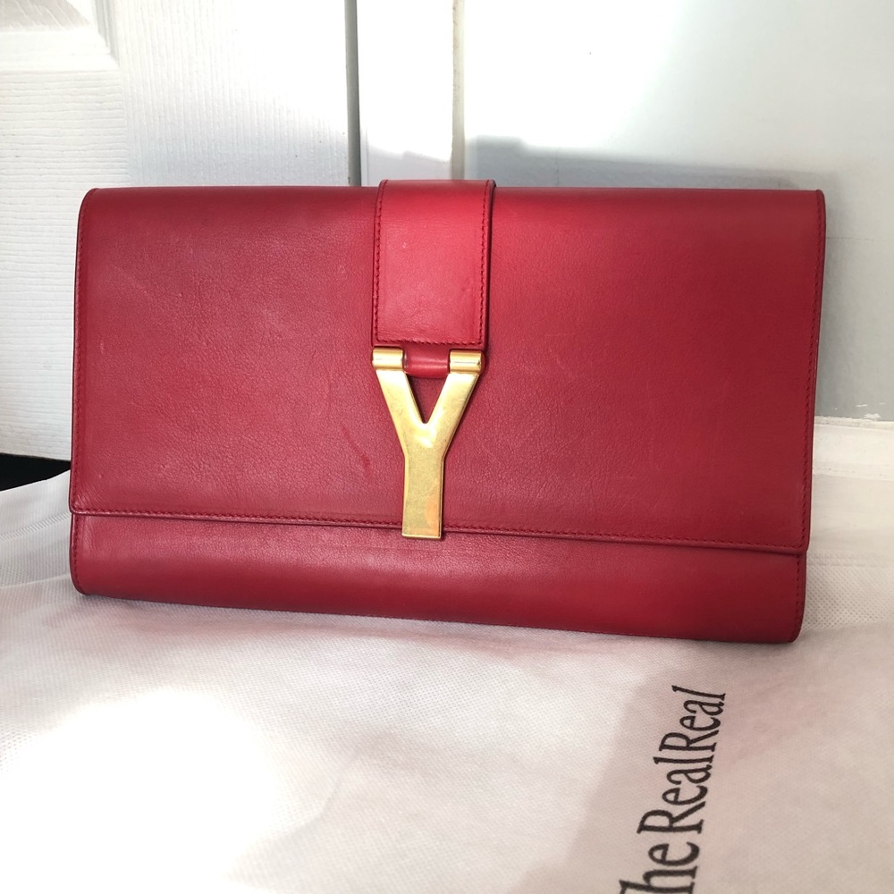 SAINT LAURENT YSL Classic Y Ligne Clutch Red
